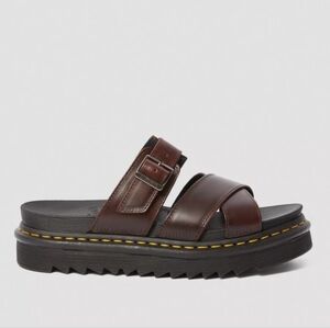 Dr. Martens Ryker Brown Brando Leather Slide Strap Sandals Buckle Platform 7
